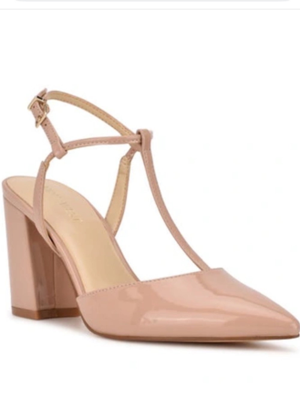NWOT Nine West, Kenzee T-strap Pointed Toe Pump In Light Natural, Size 9